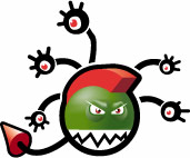 2D Clipart Vorlage des Computervirus